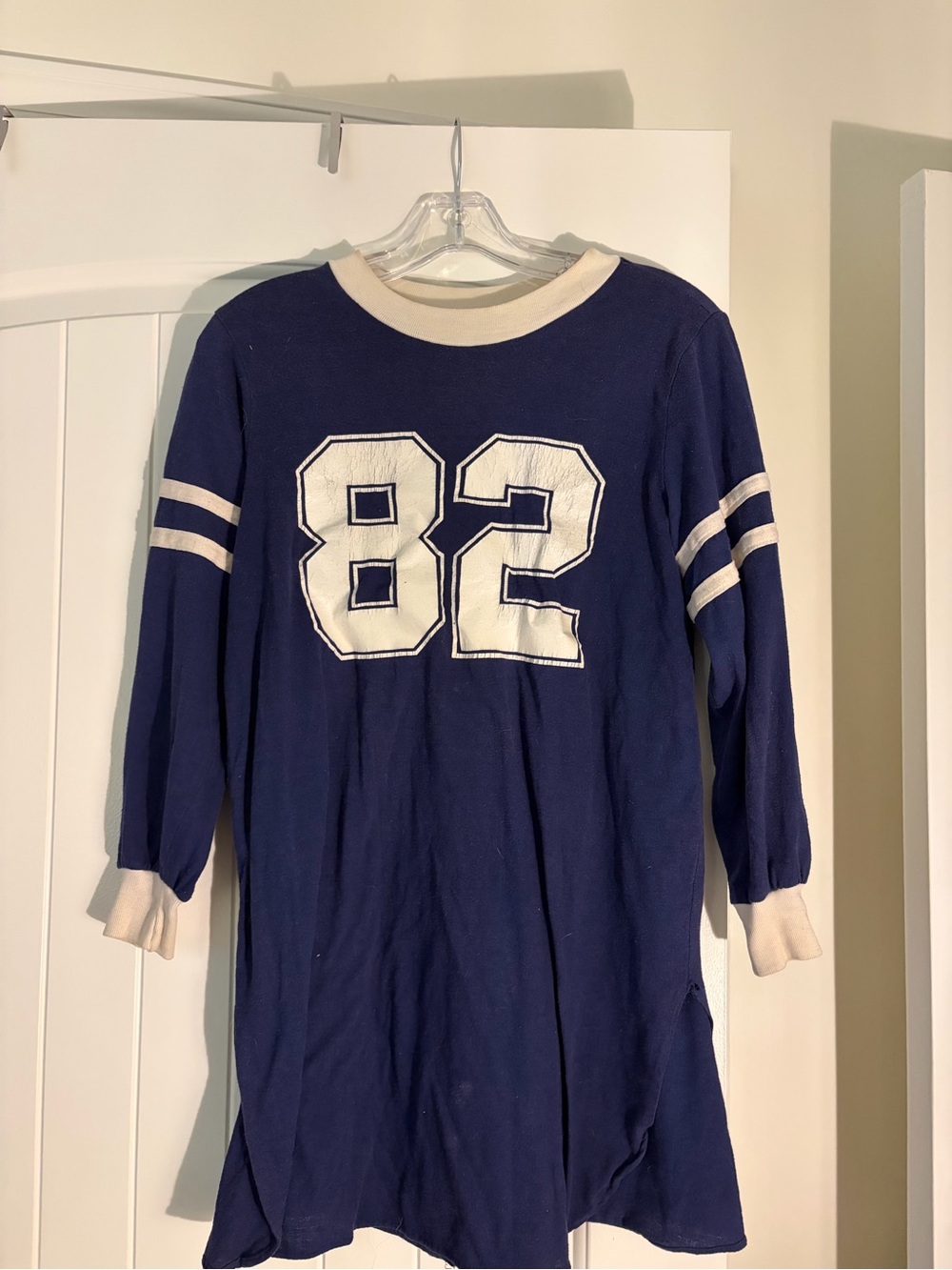 Navy Blue Knit Football Tunic with White '82'